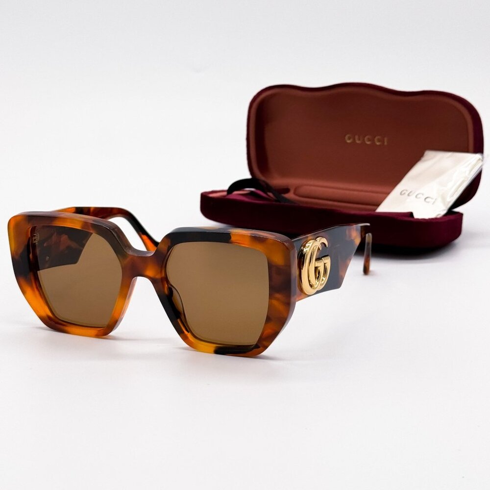 NEW GUCCI GG0956S 007 HAVANA WOMEN SUNGLASSES GUCCI - Picture 1 of 11